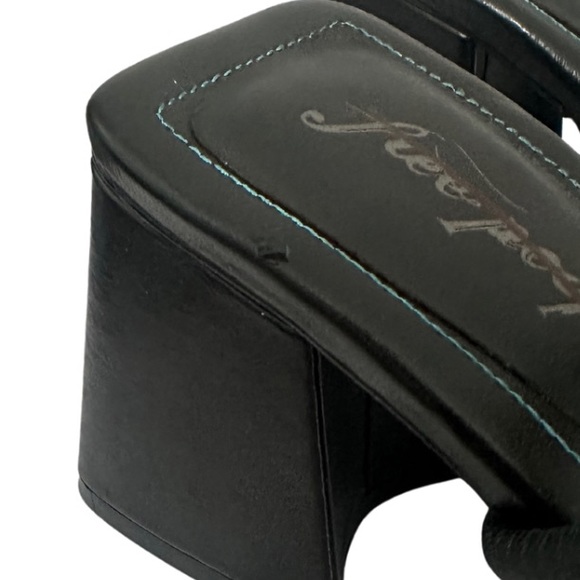 Free People Parker Double Strap Block Heel Sandals size 38.5 Black New - Picture 4 of 5